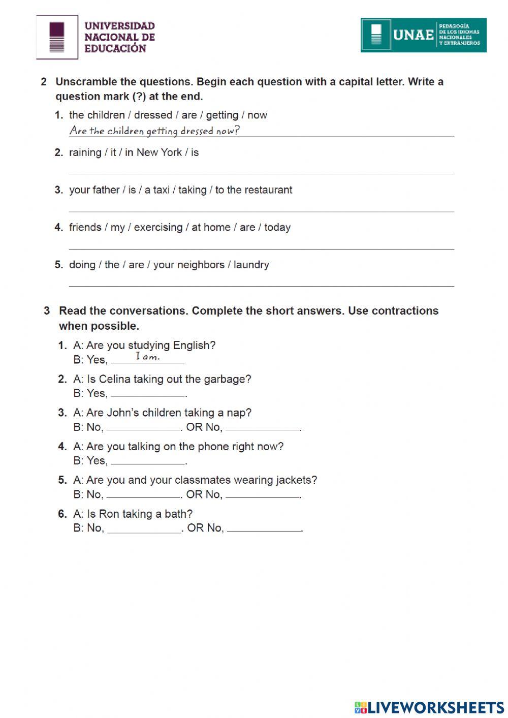 Grammar Practice-Present continuous