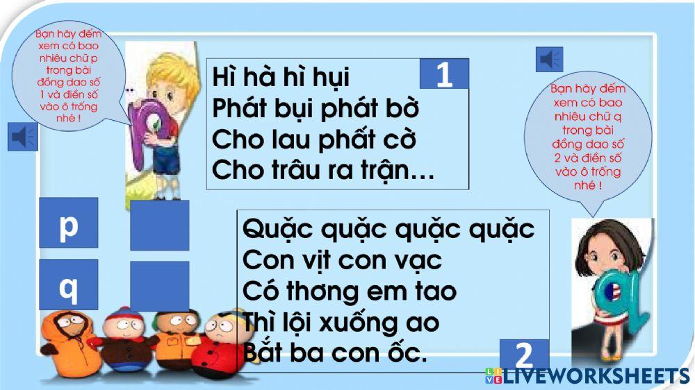 Ôn chữ cái p, q