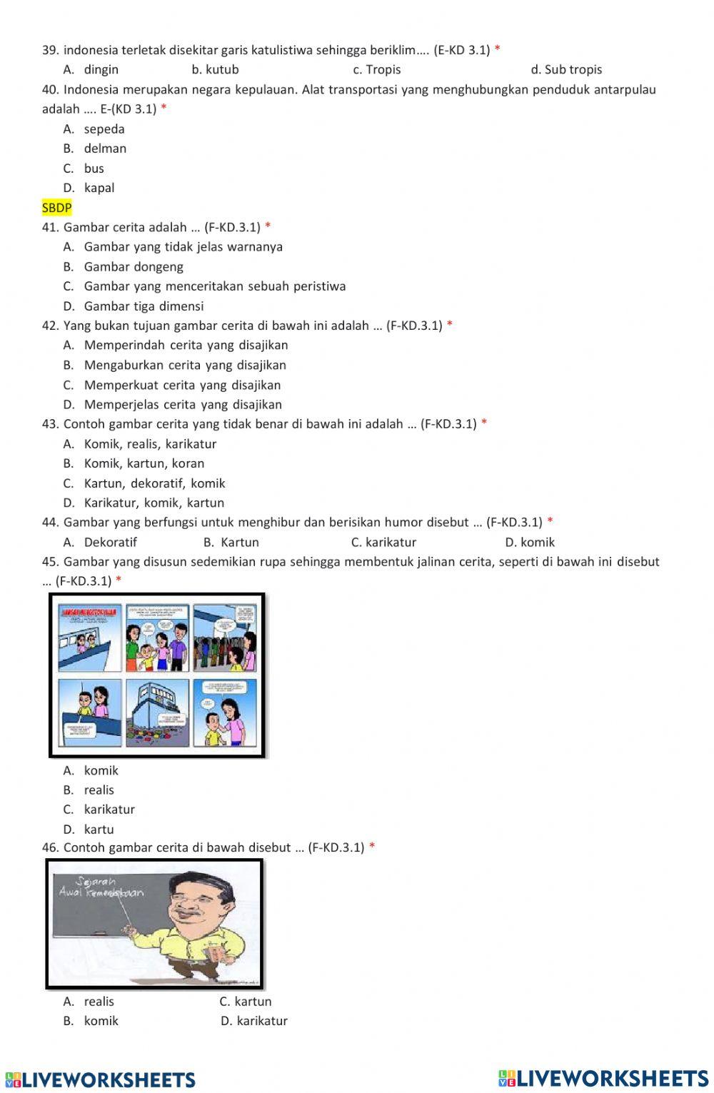 Penilaian harian tema 1 kelas 5 c