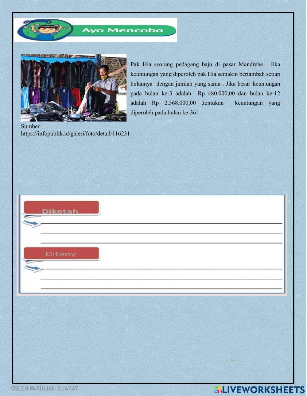 E-LKPD barisan aritmatika