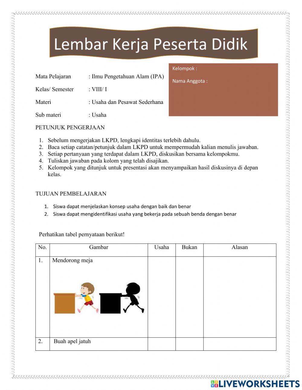 LKPD Usaha dan Pesawat Sederhana 1