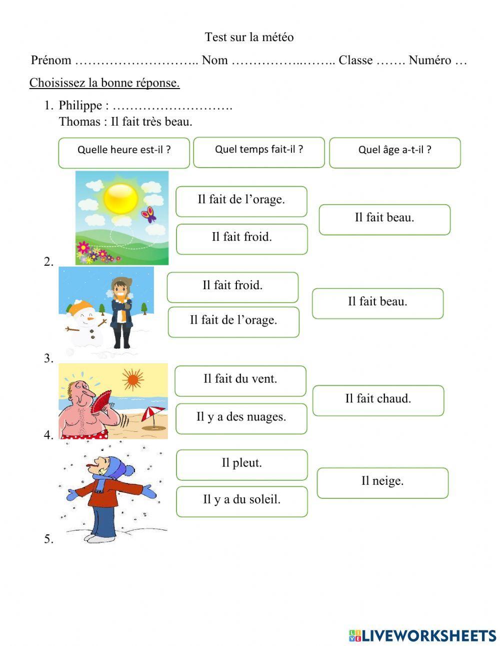 Le lexique sur la météo