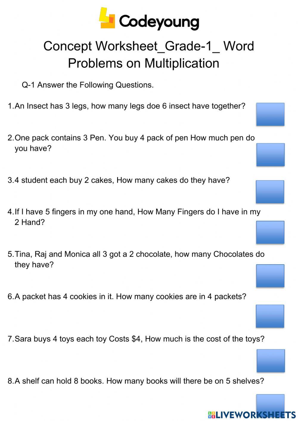 Word Problems on Multiplication-HW