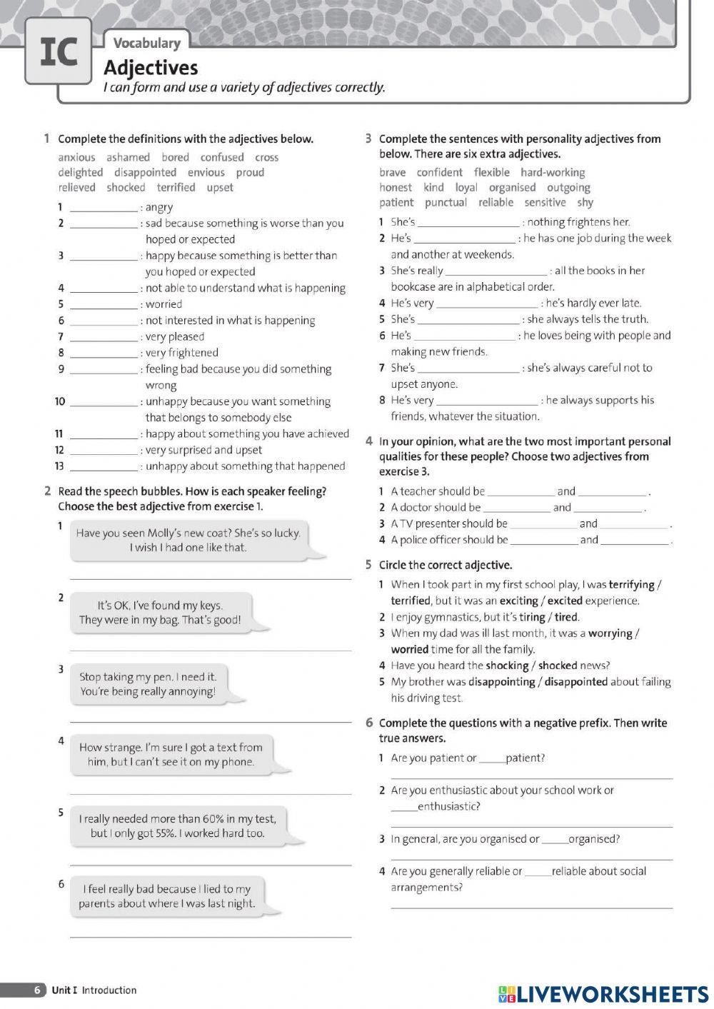 Solutions - Adjectives