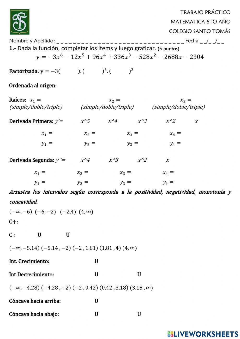 Trabajo Práctico de Funciones Polinómicas