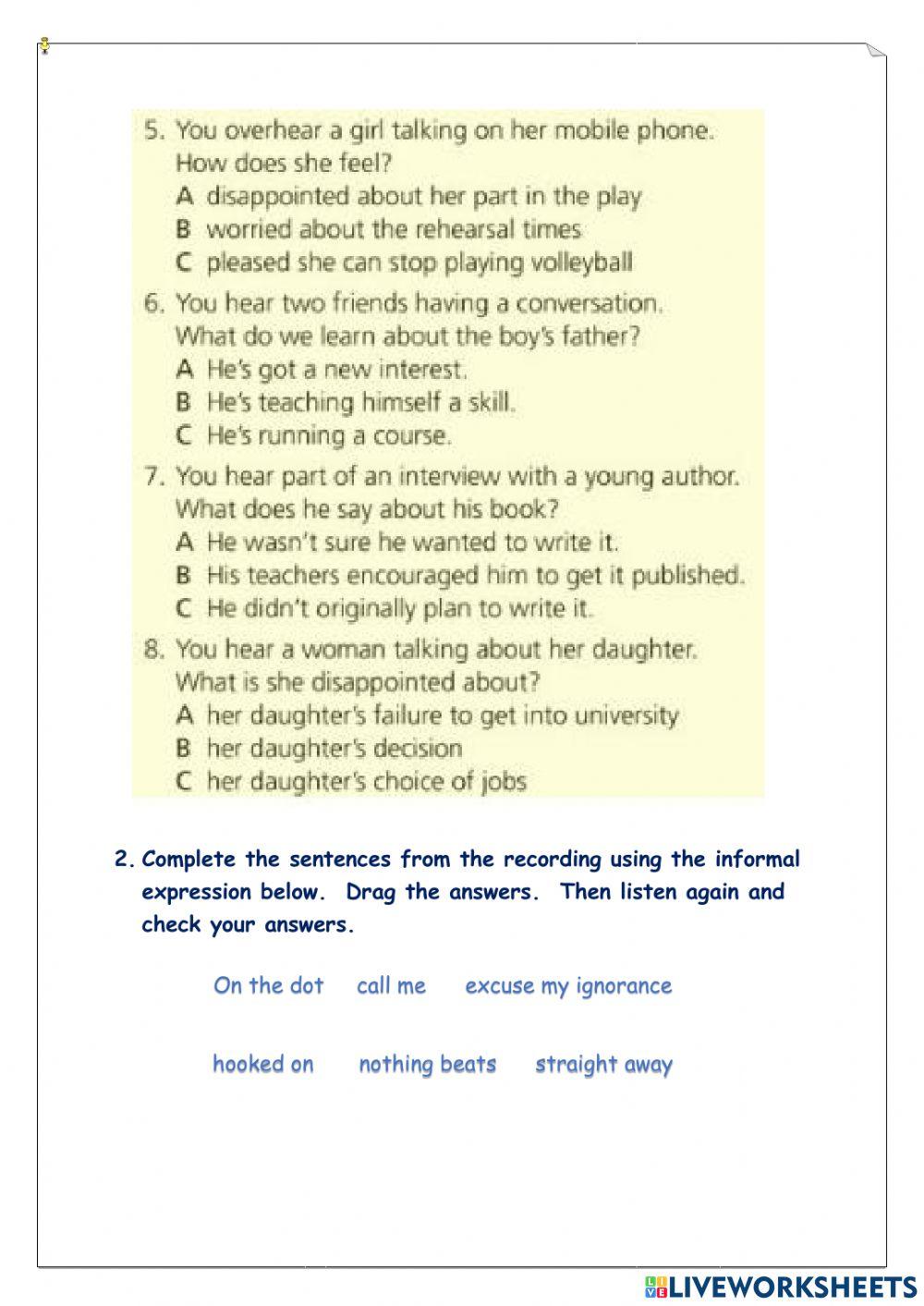 Listening mini-dialogues