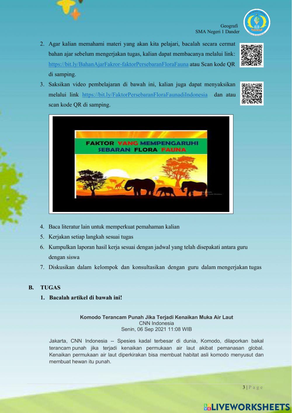 LKPD Faktor-faktor yang Mempengaruhi Persebaran Flora dan Fauna Di Indonesia