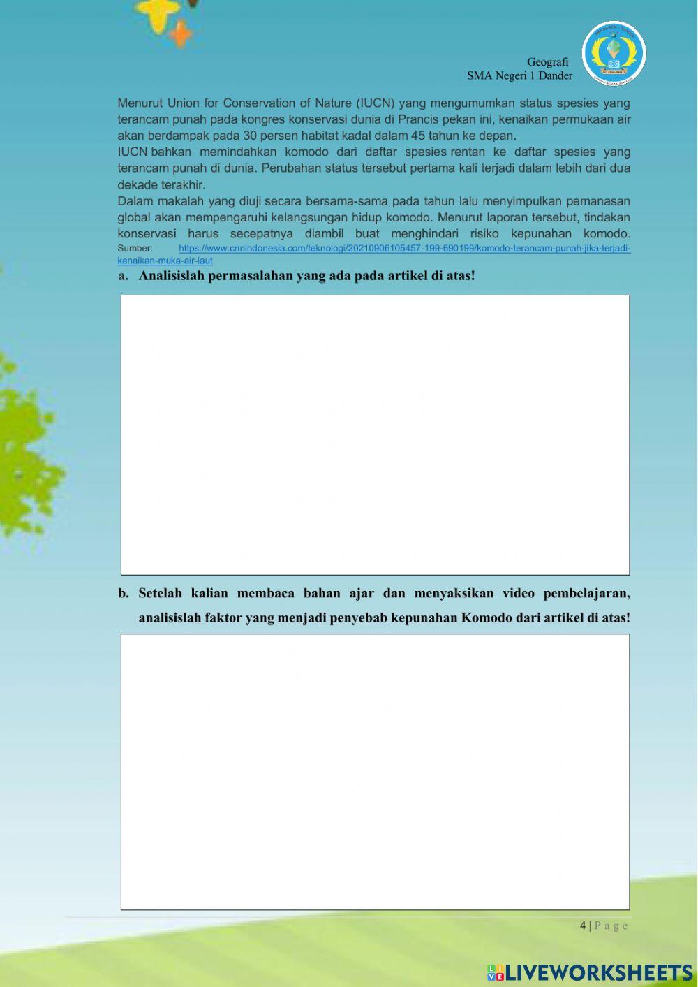 LKPD Faktor-faktor yang Mempengaruhi Persebaran Flora dan Fauna Di Indonesia