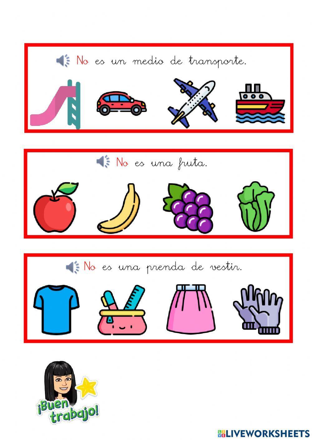 Comprensión oraciones negativas