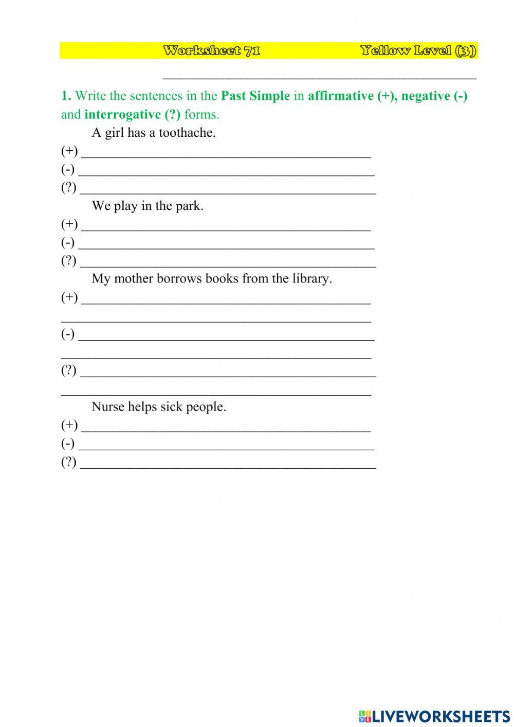 Worksheet 71 YL(3)