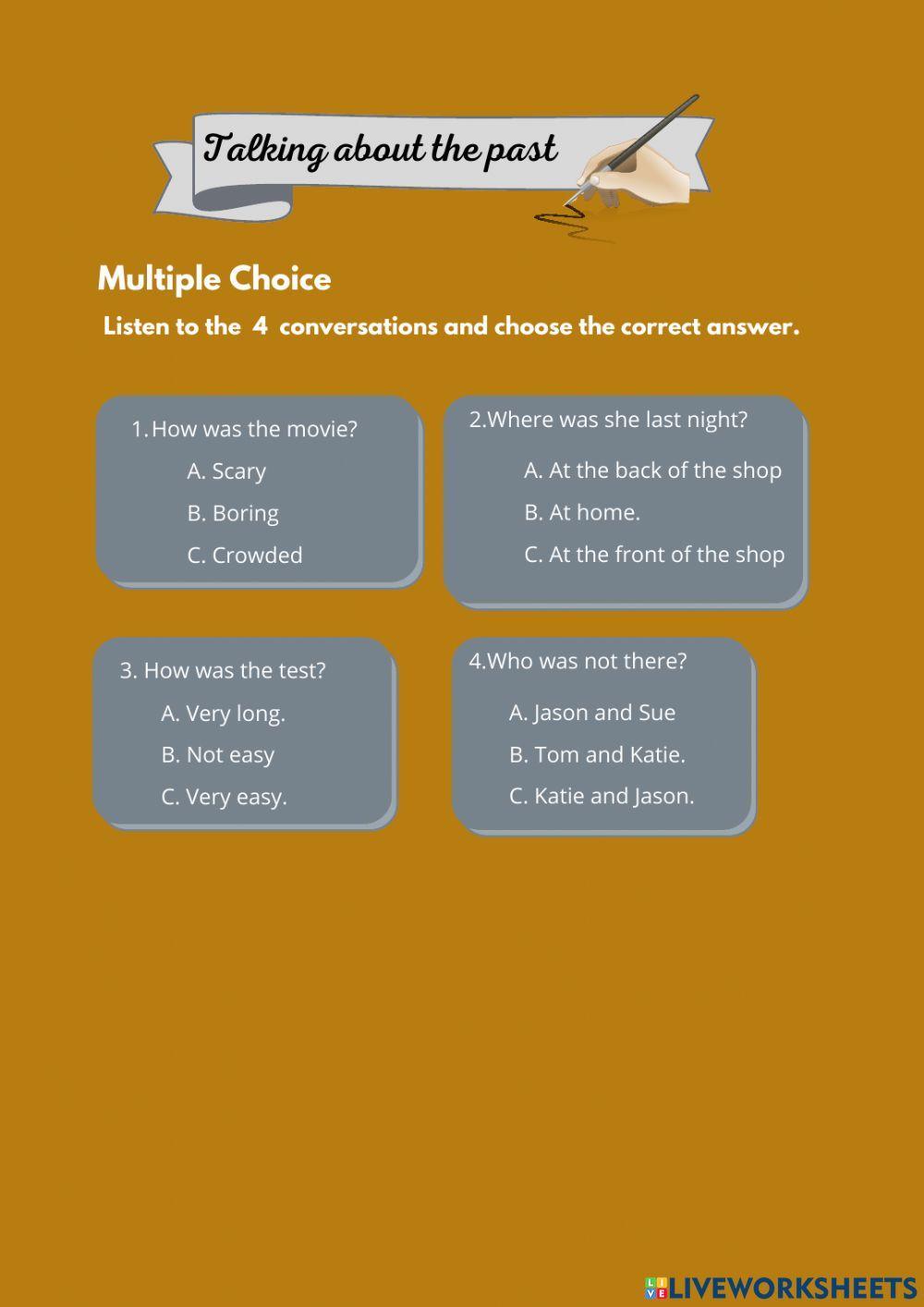 Listening Was Were (Past Verb to be)