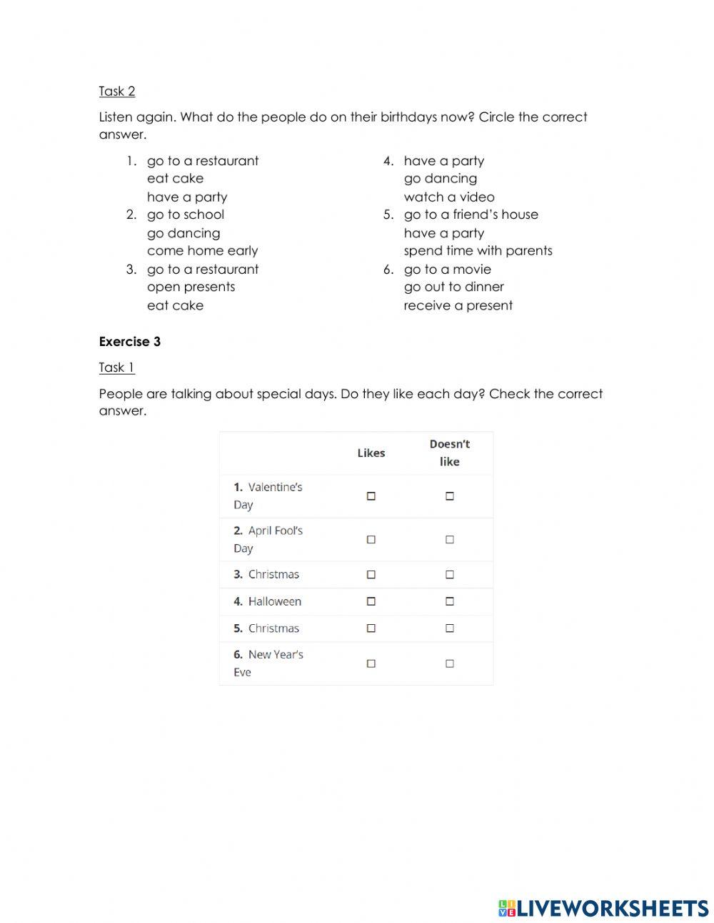 Listening Practice - Celebrations