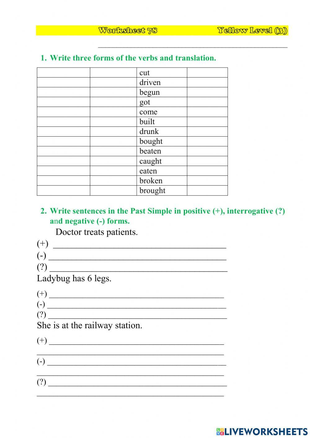 Worksheet 78 YL(3)