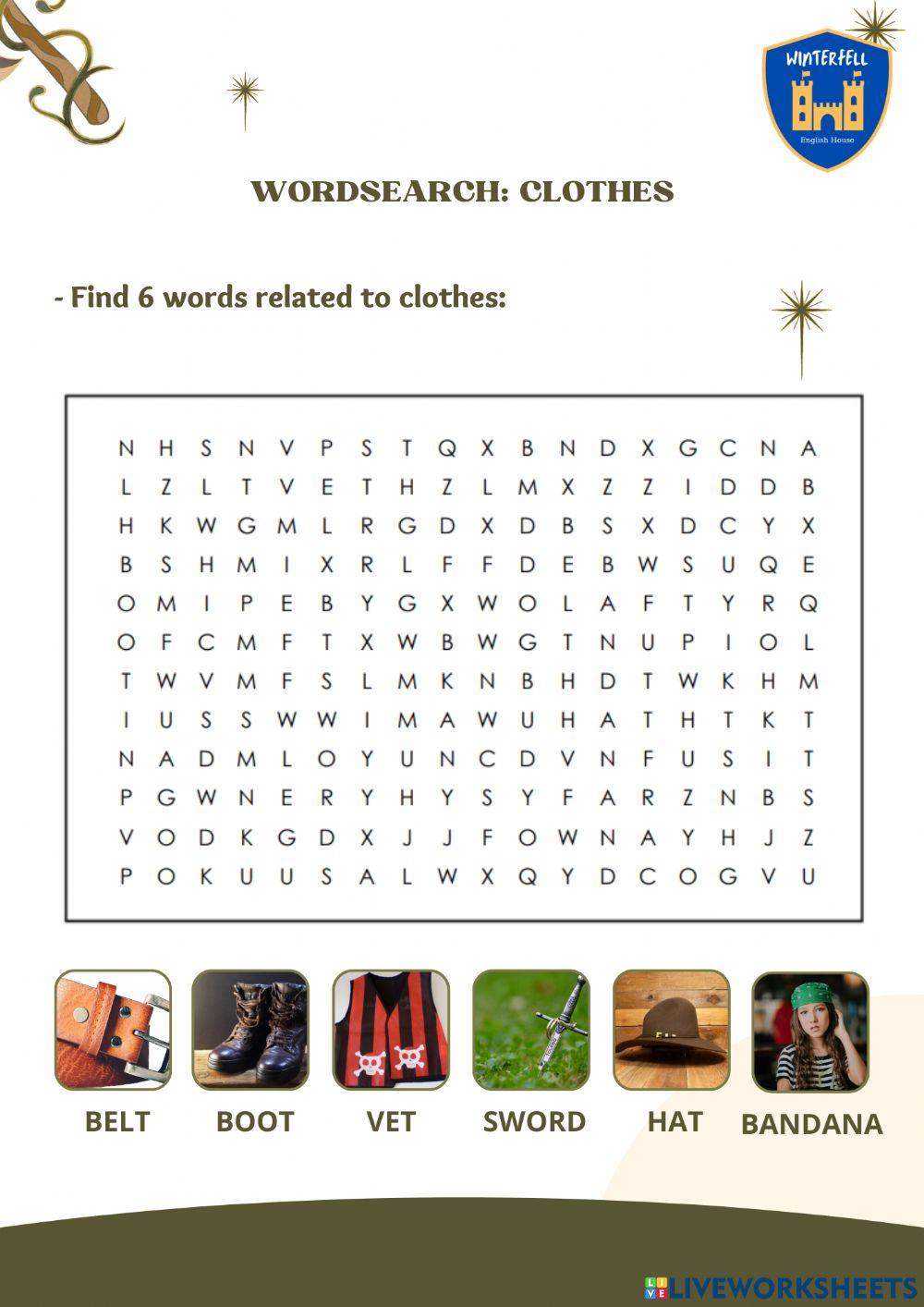 Wordsearch online exercise for beginner | Live Worksheets