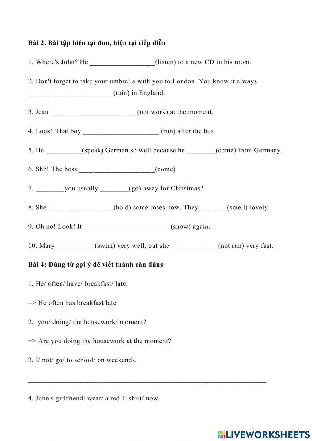 Thì hiện tại đơn và thì hiện tại tiếp diễn