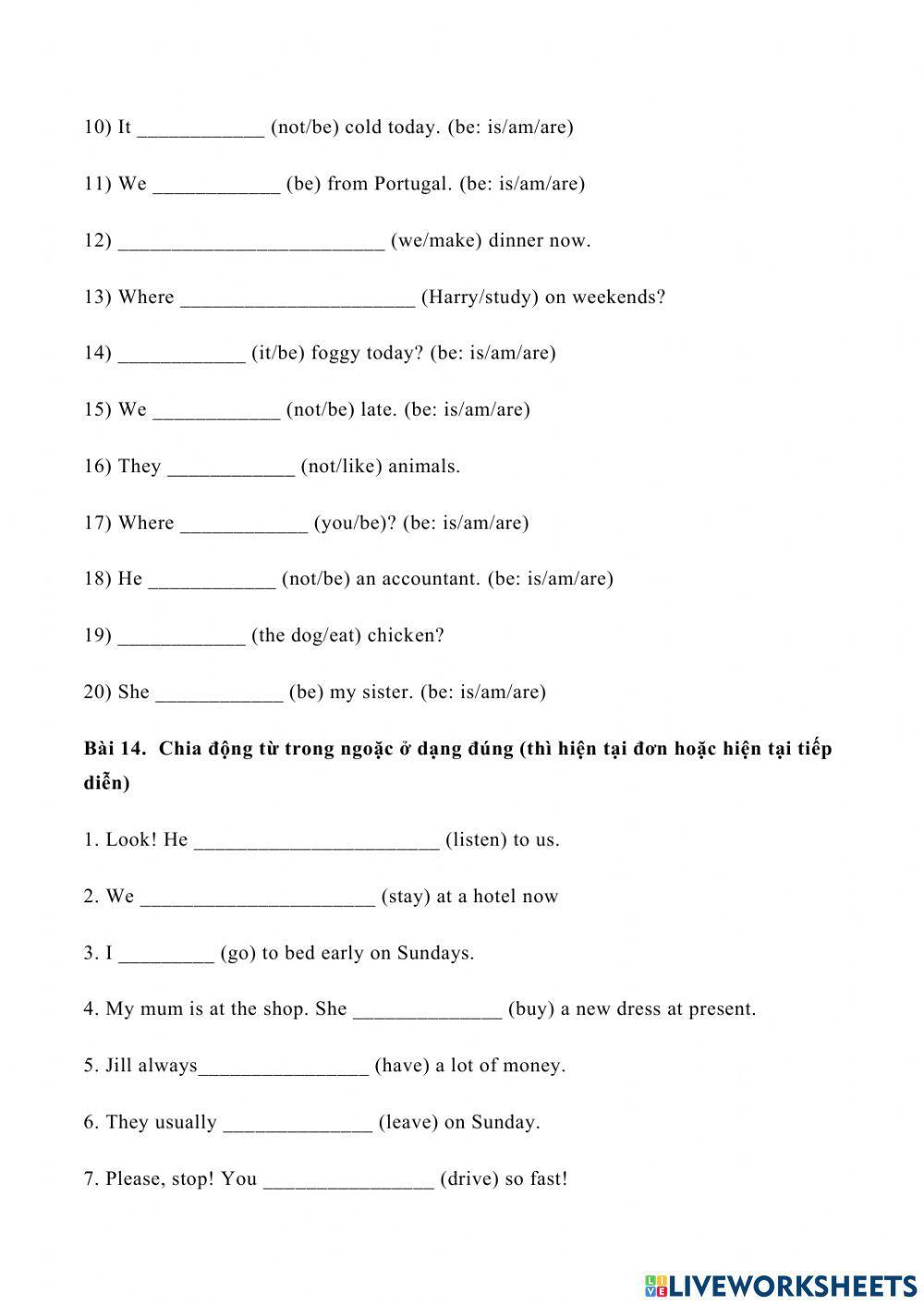 Thì hiện tại đơn và thì hiện tại tiếp diễn