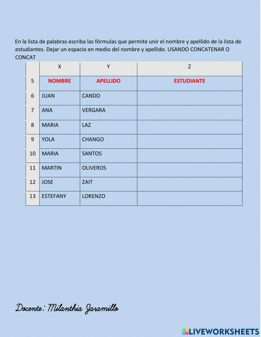 Funciones de texto en excel
