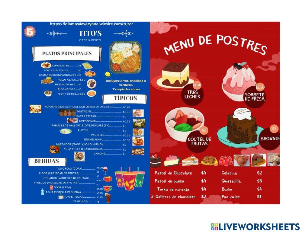 Comida y reservación