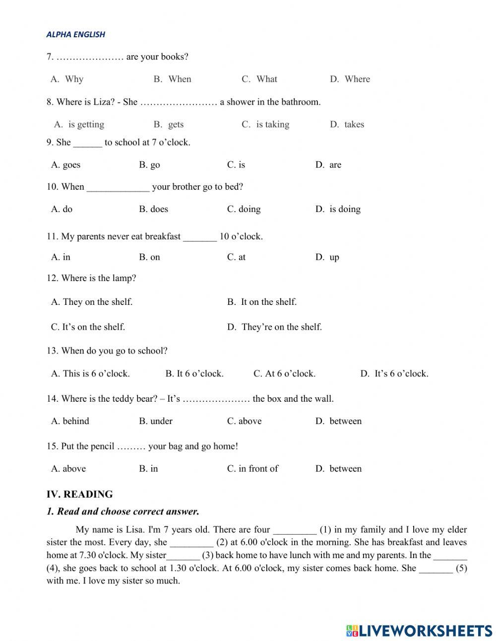 Bài Test đầu vào Khối 2