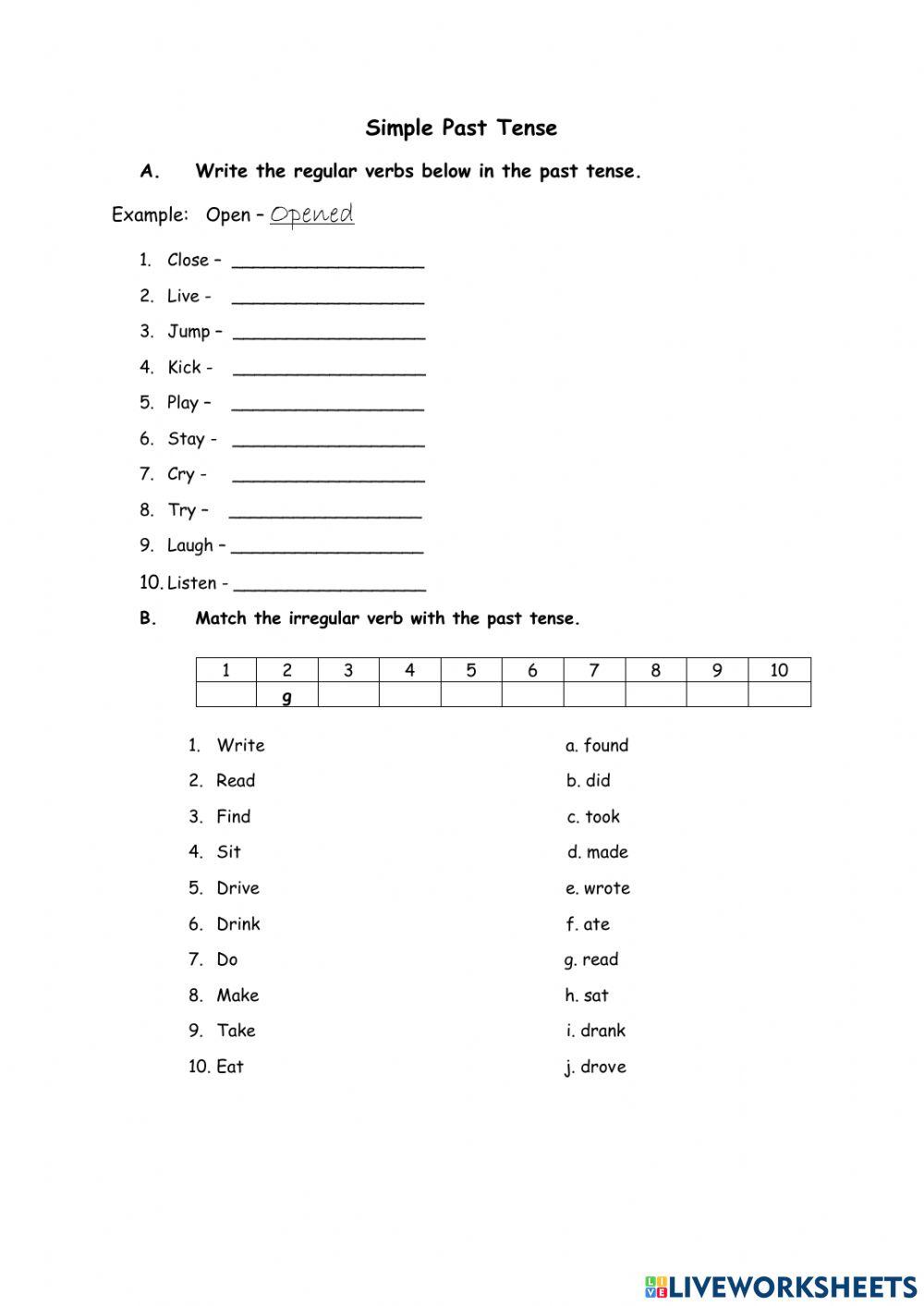 Simple Past Tense - regular and irregular