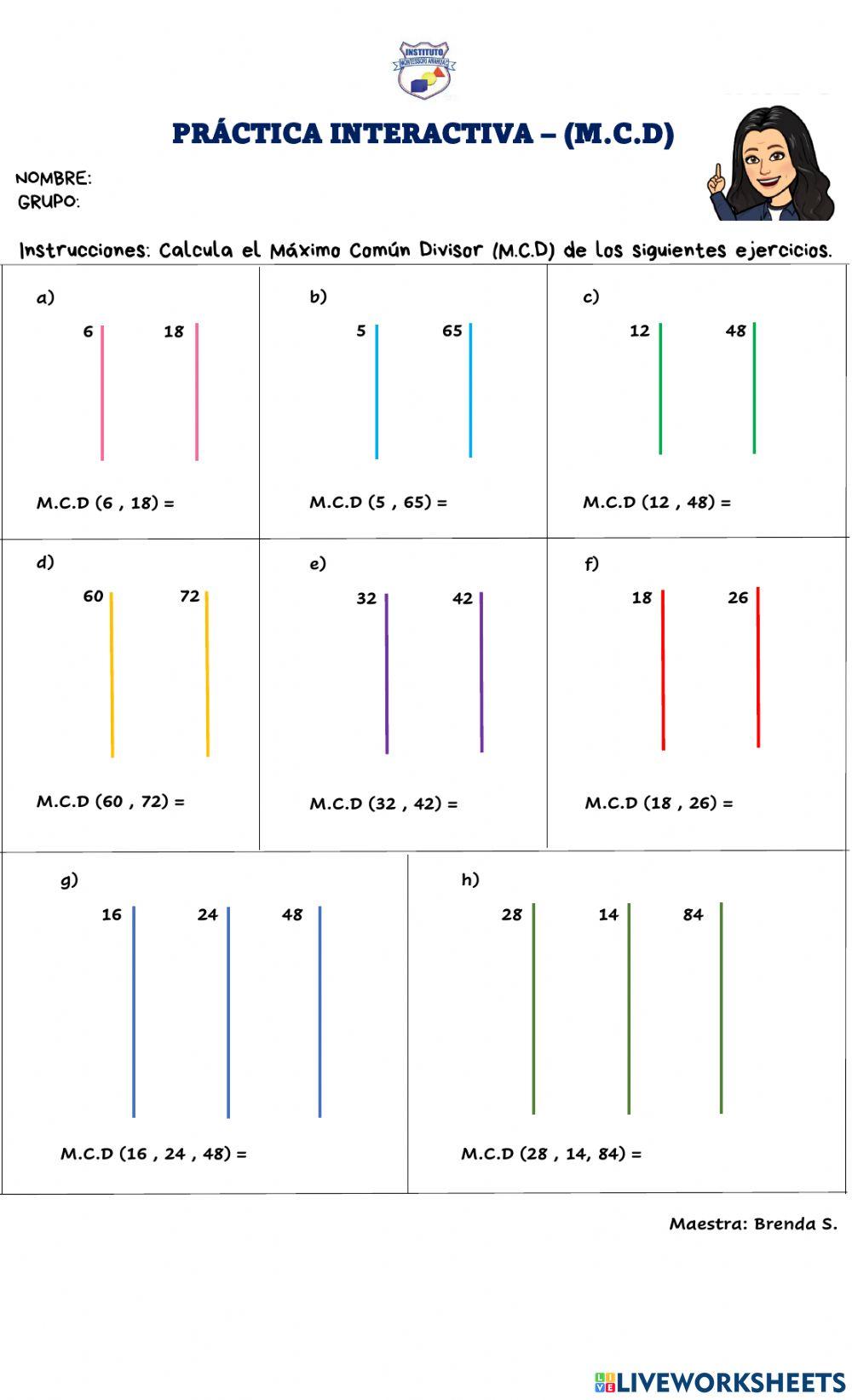 Práctica interactiva - (m.c.d)