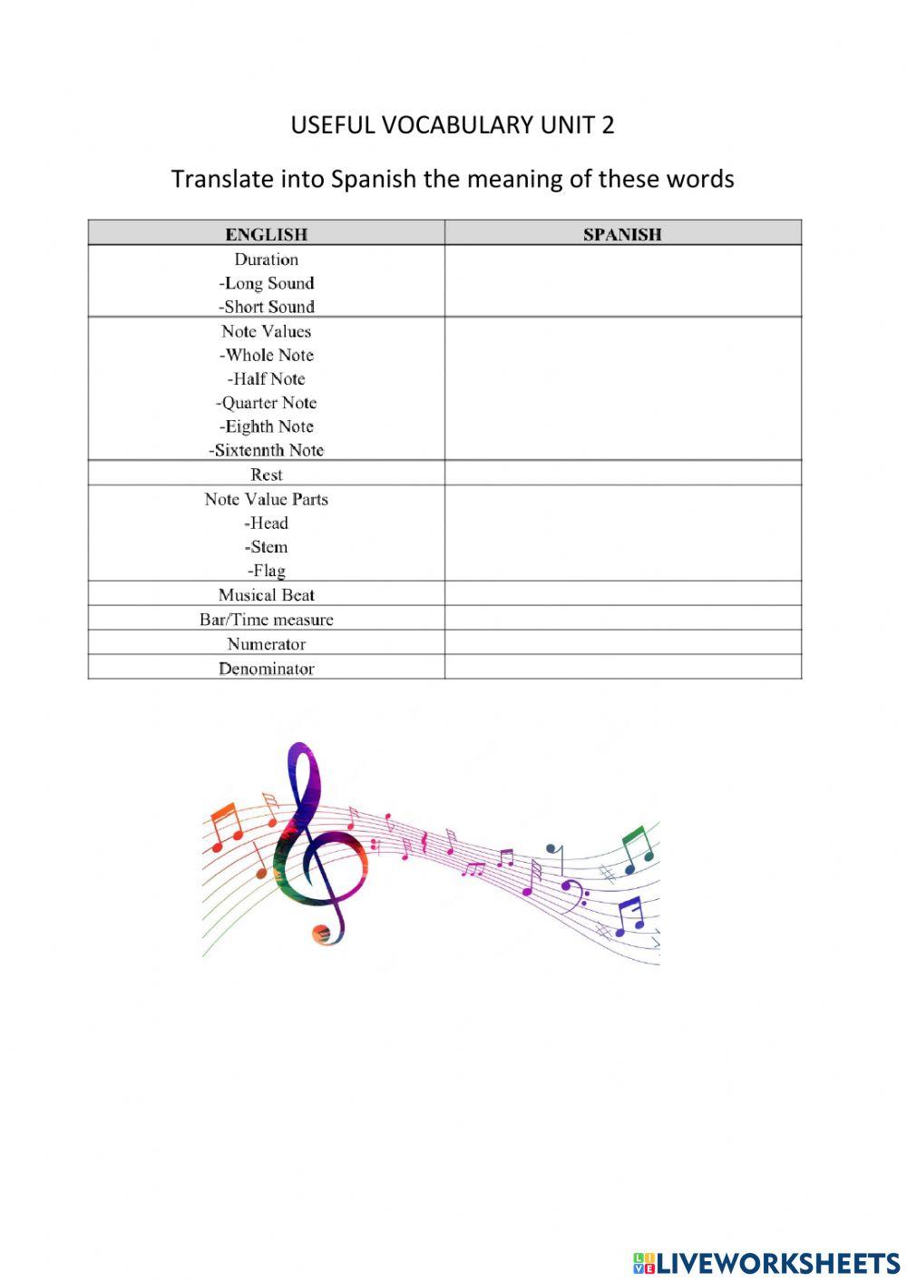 Vocabulary unit 2: rhythm