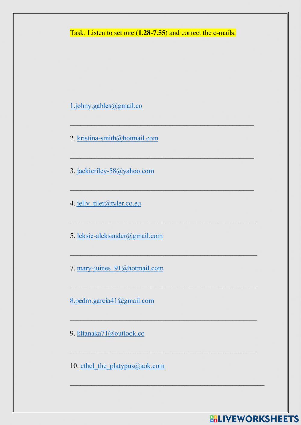 Checking information e-mails