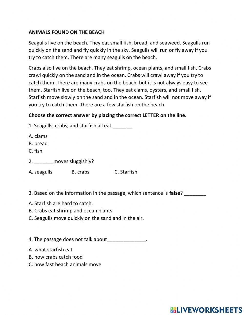 Reading Comprehension Pretest