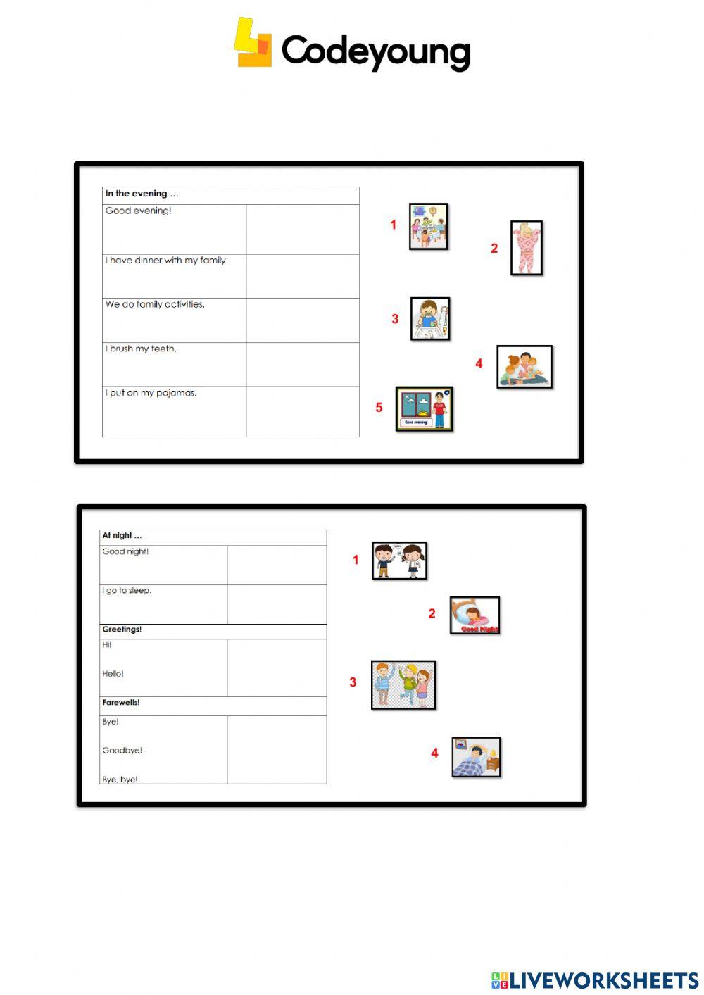 Parts of a day (application work)