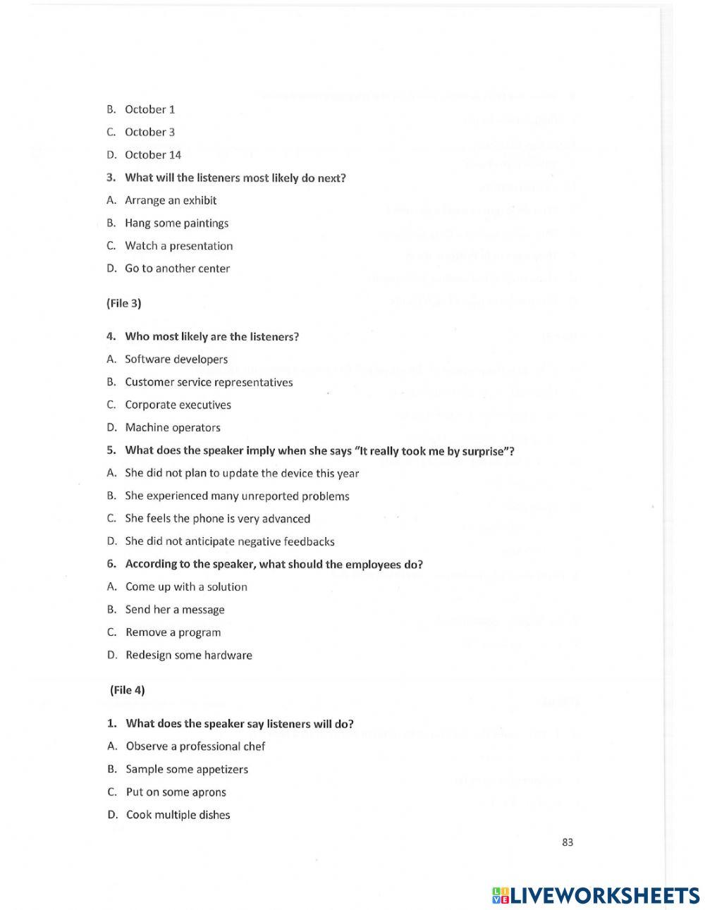 Unit 9  + 10: listening