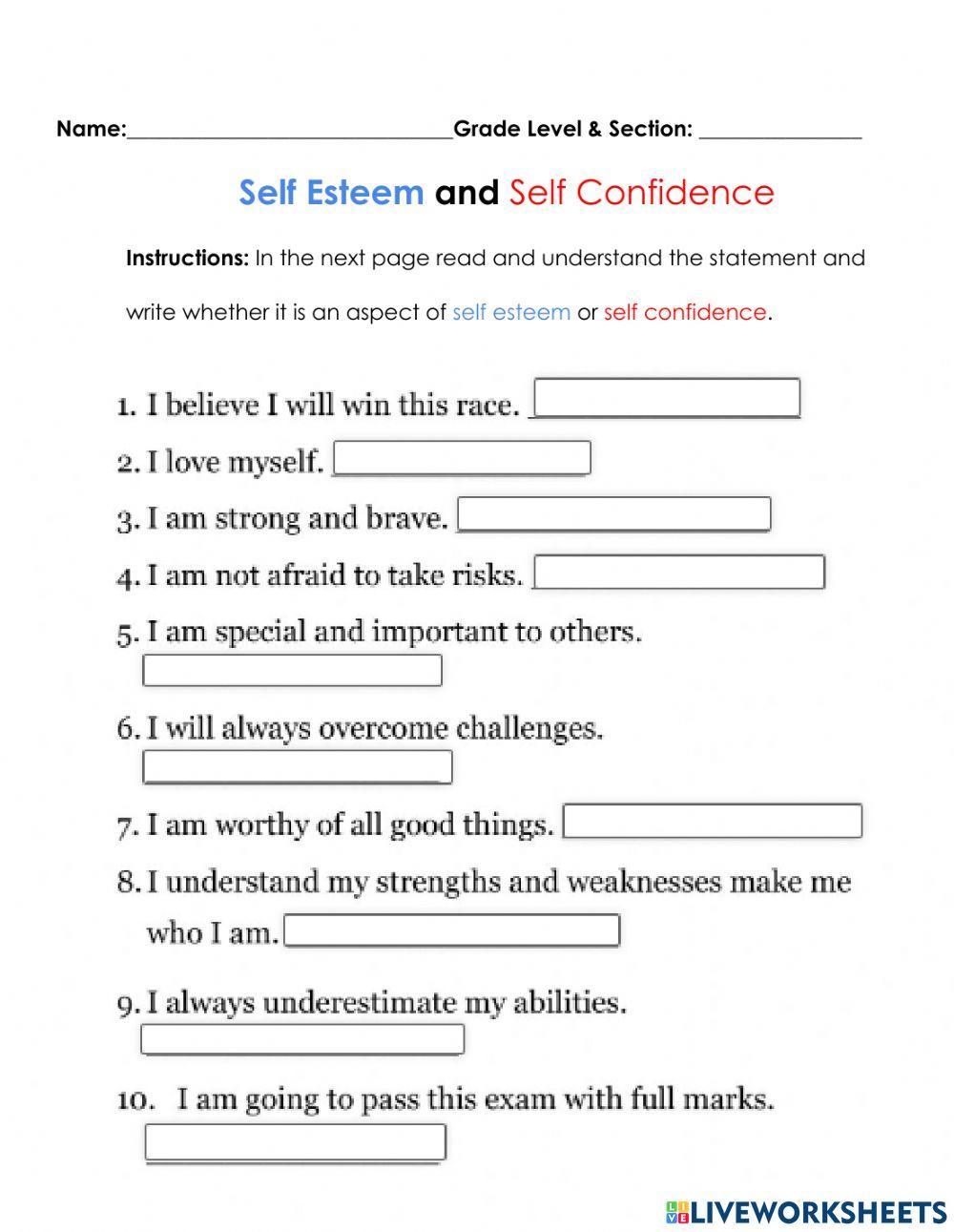 Self esteem and self confidence
