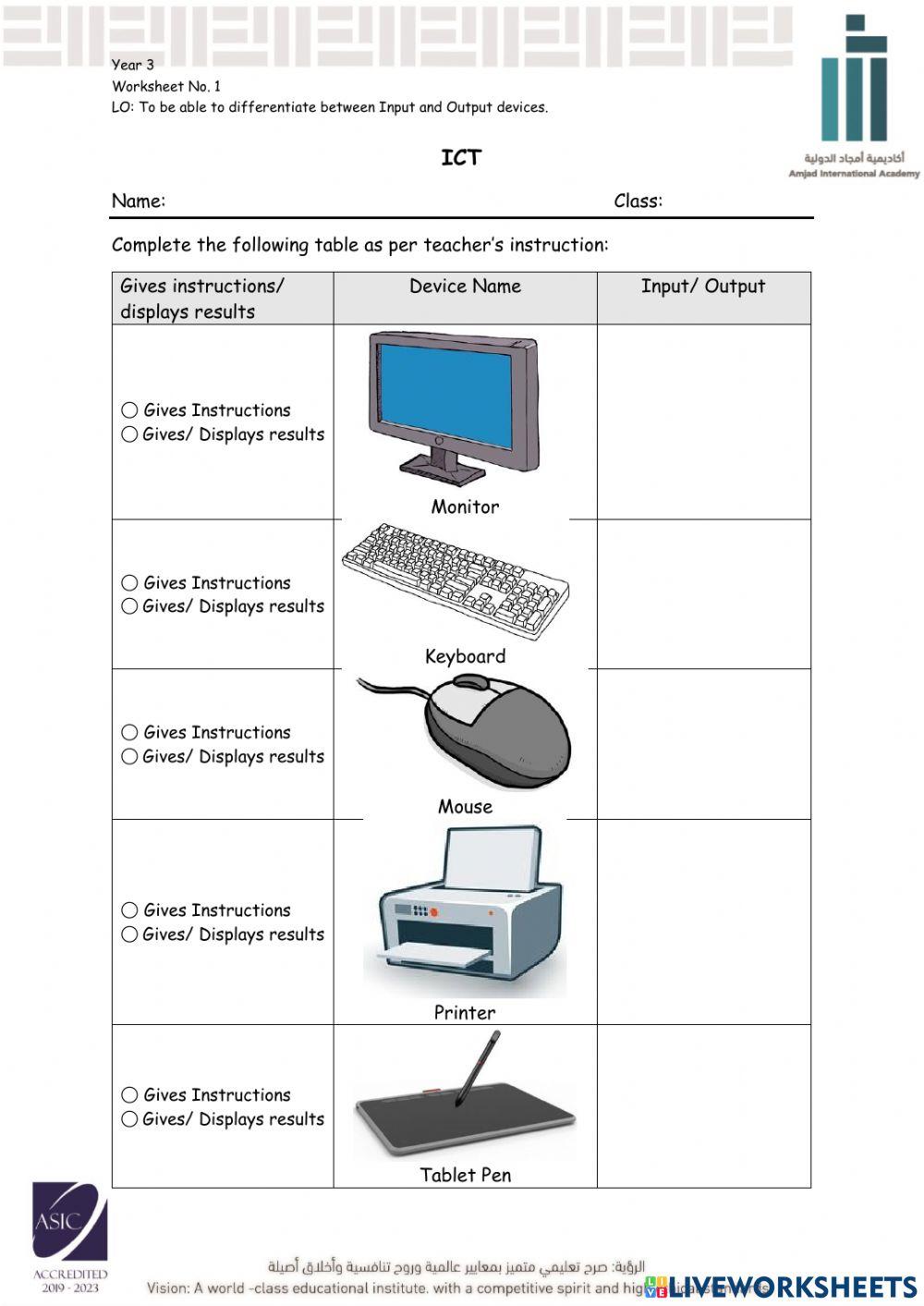 Input-Output online exercise for | Live Worksheets