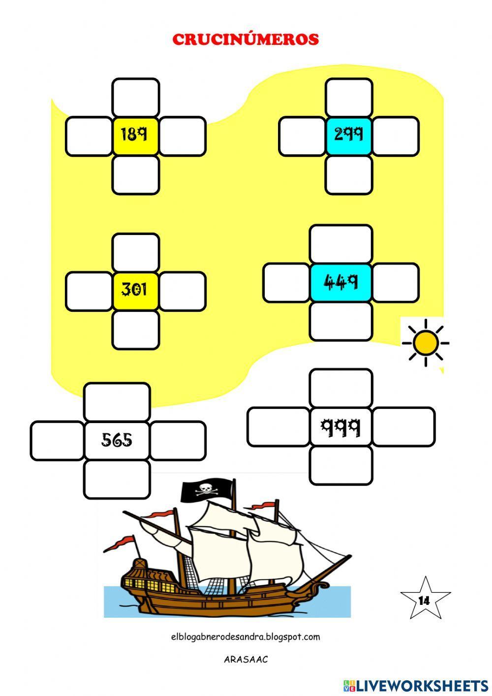 Cruces numéricas tabla del 1000