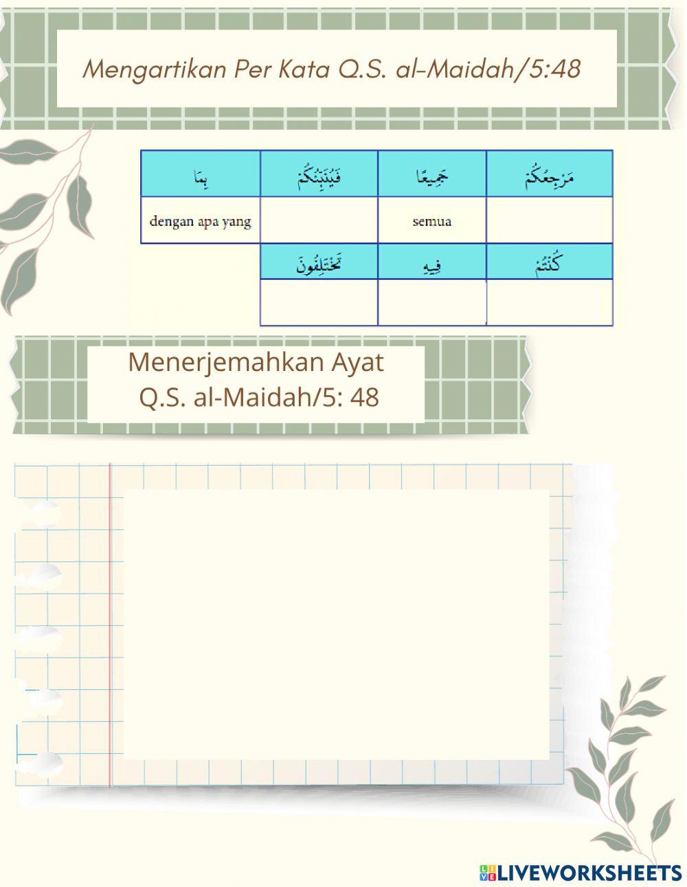 Menerjemahkan Ayat Q.S. al-Maidah-5: 48