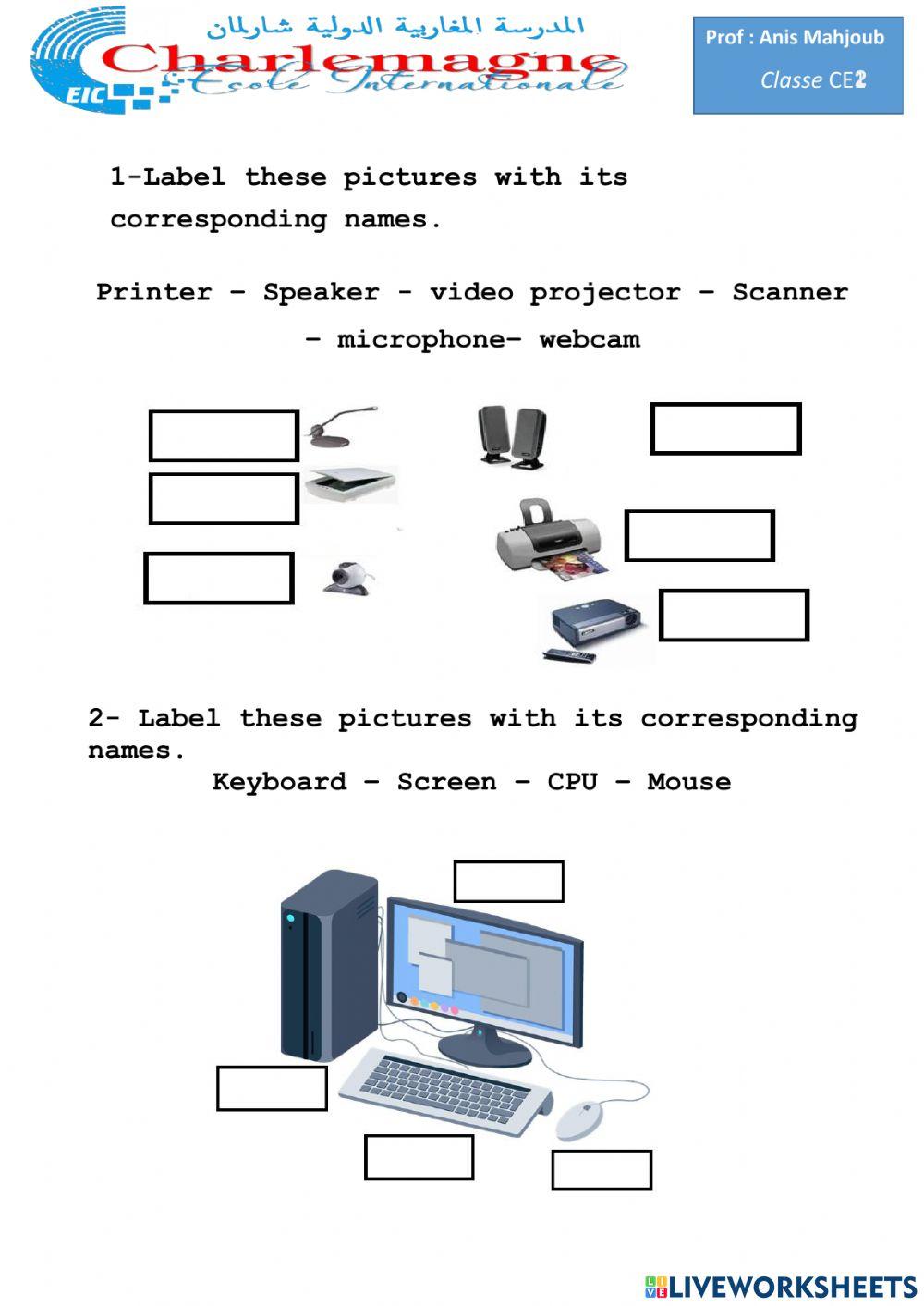 Computer online exercise for 7 | Live Worksheets