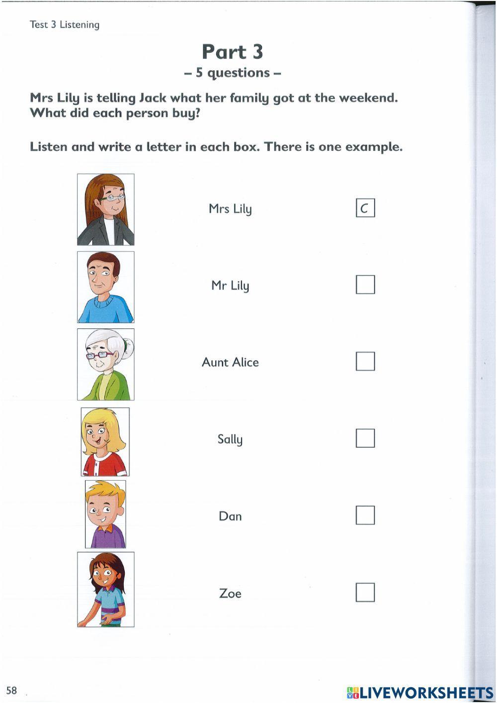 Movers Test - Listening Part 1,2,3