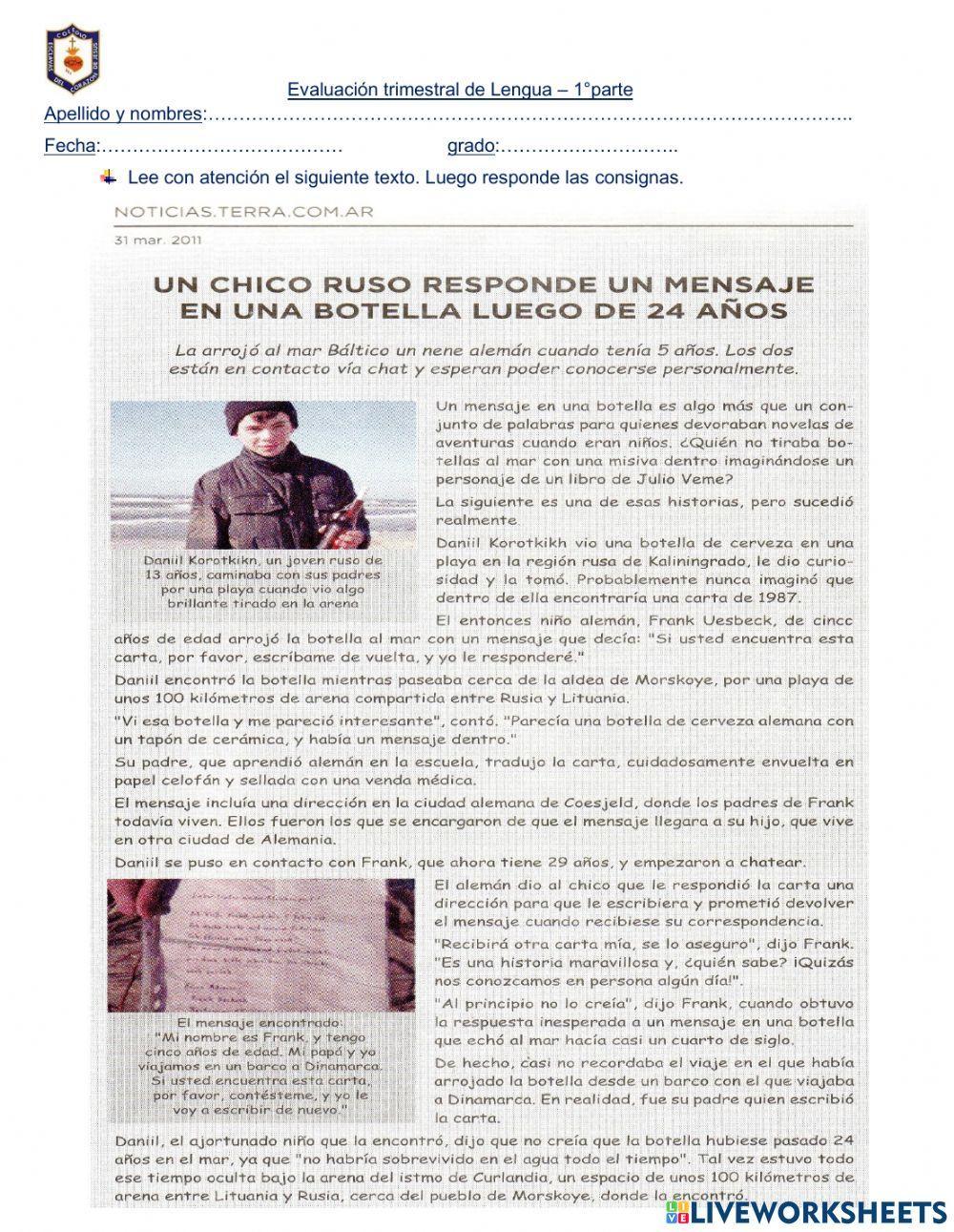 Evaluación de lengua