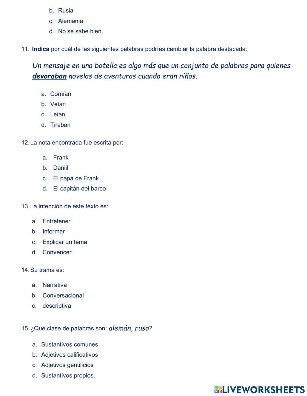 Evaluación de lengua