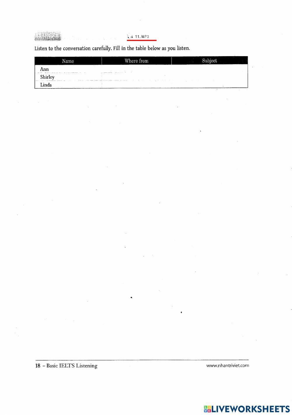 Basic ielts - listening 1