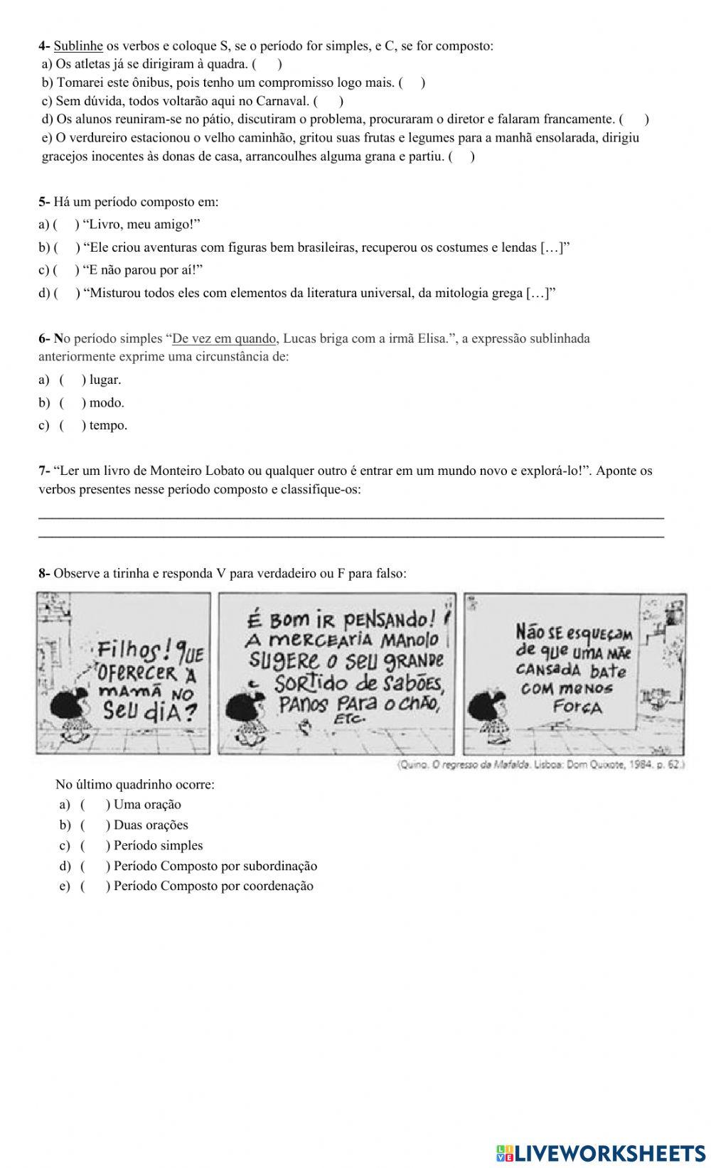 Atividade de Periodo simples e composto