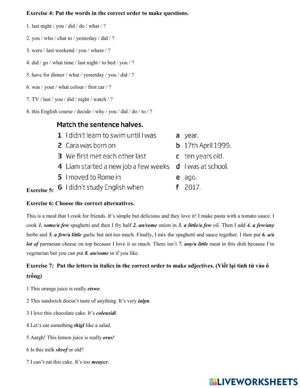 A2 plus - unit 2 - check points