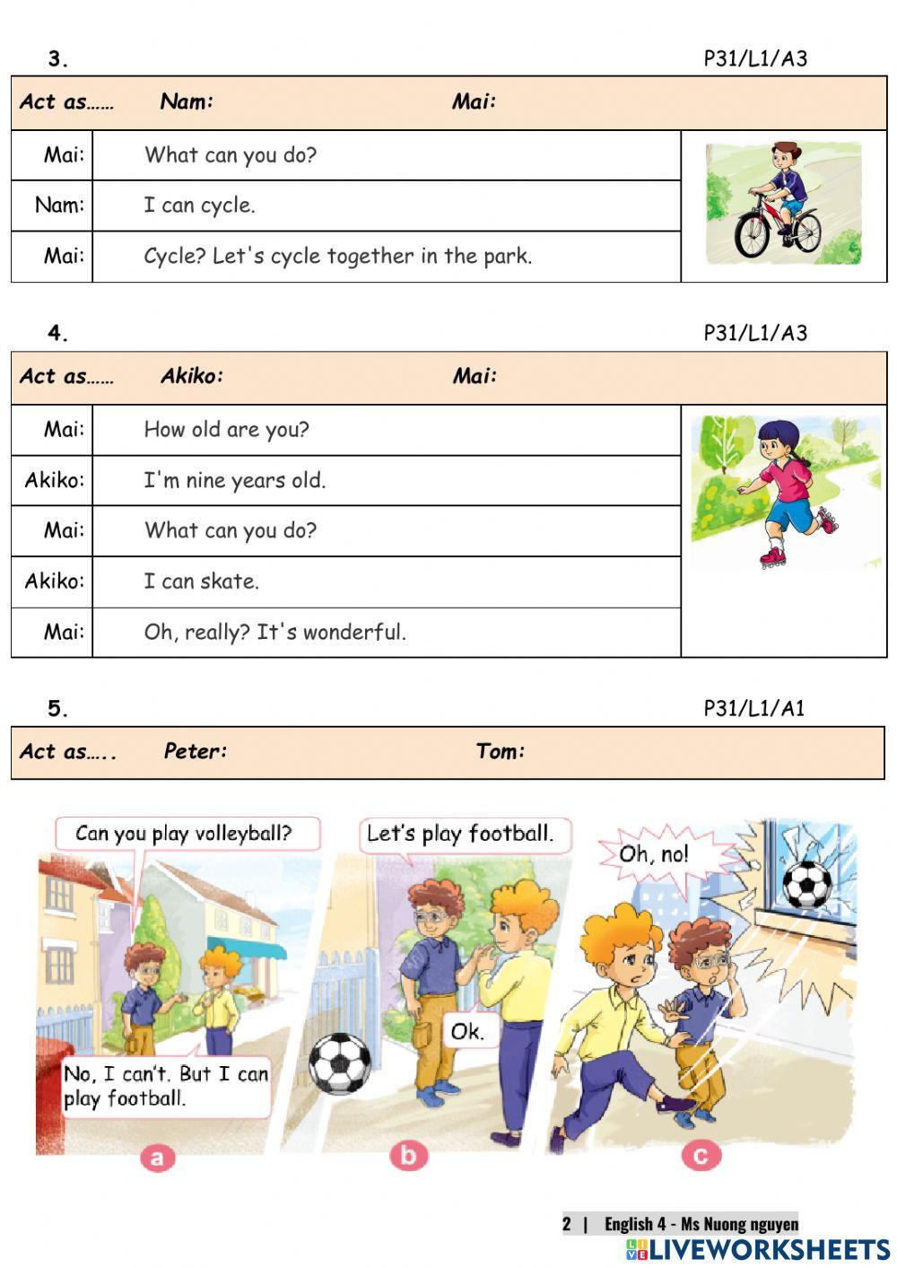 E4U5 (speaking) Can you swim?