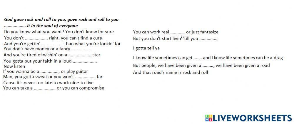 God gave rock'n'roll to you