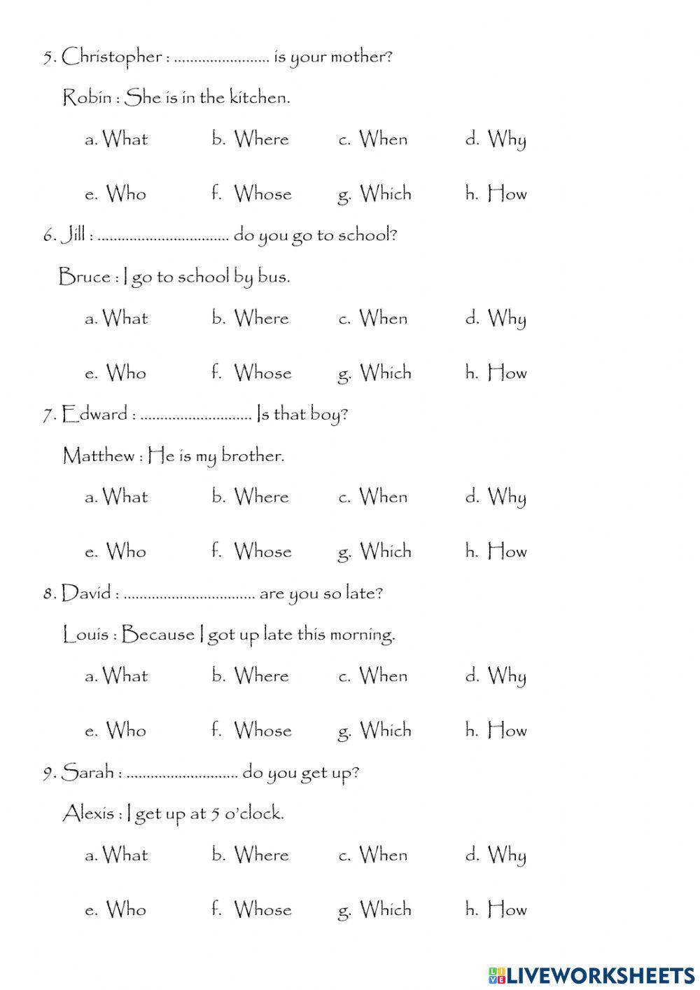 Question words test