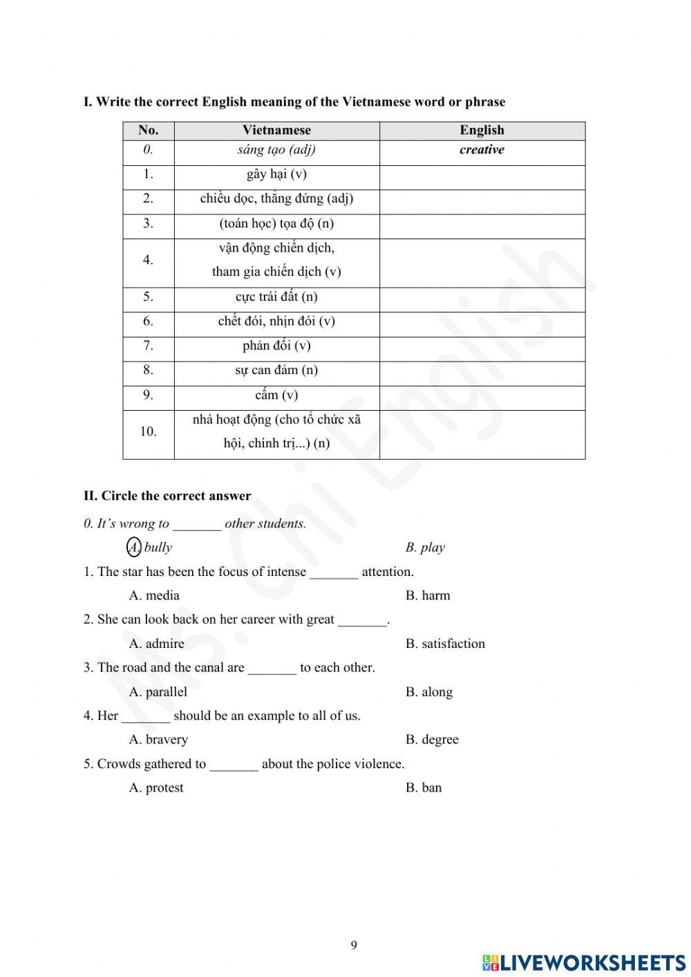 Foreign Teacher-S6-WEEK 3-U1-VOCAB REVISION