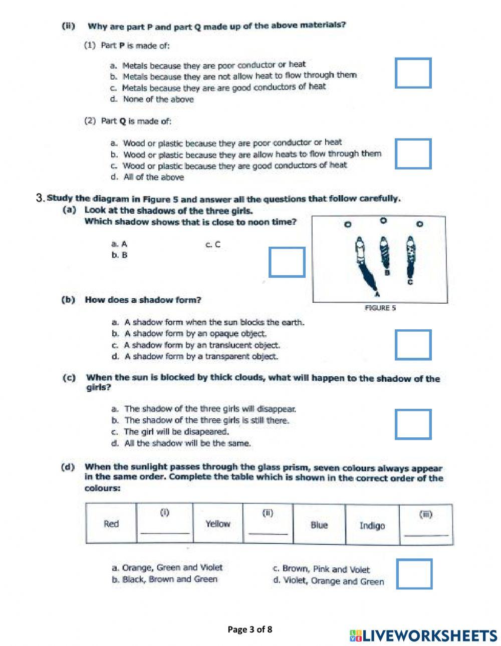 Science Holiday Homework Year 5 - Term 2 (2022)