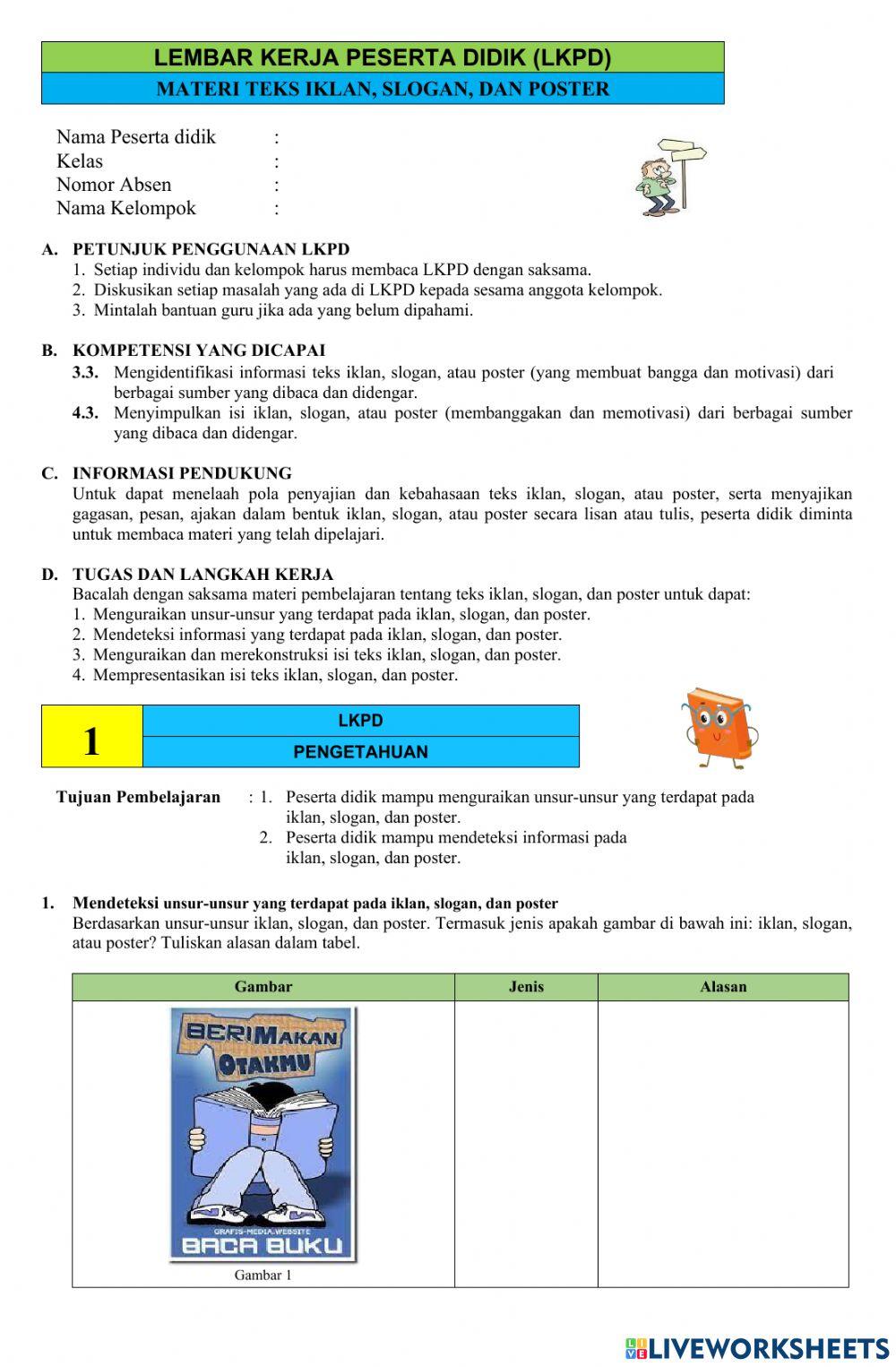 LKPD Teks Iklan, Slogan, dan Poster