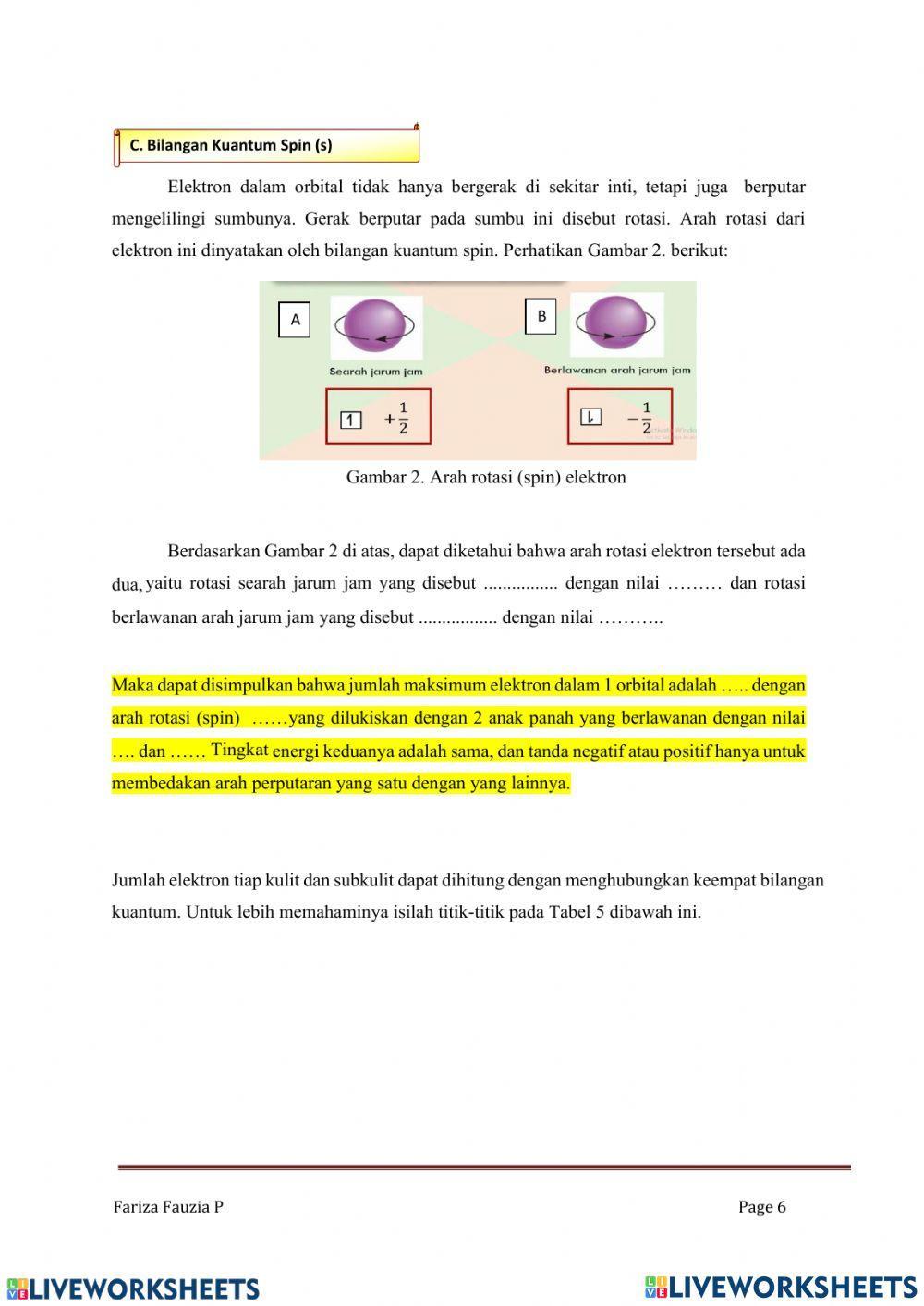 Bilangan Kuantum Kimia Kelas X