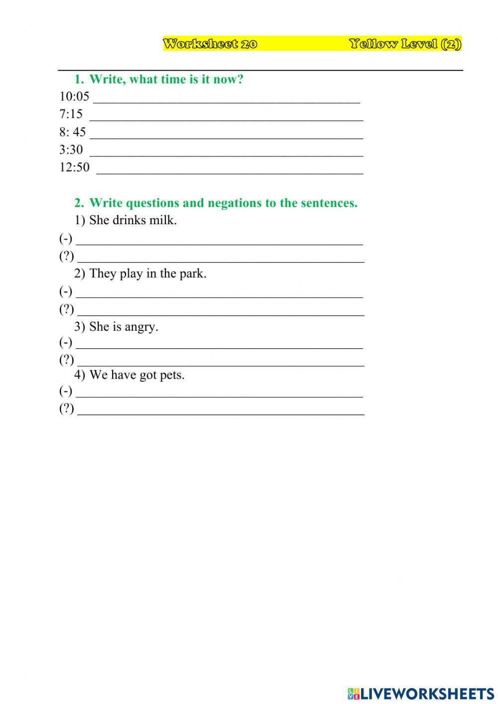 Worksheet 20 YL(2)