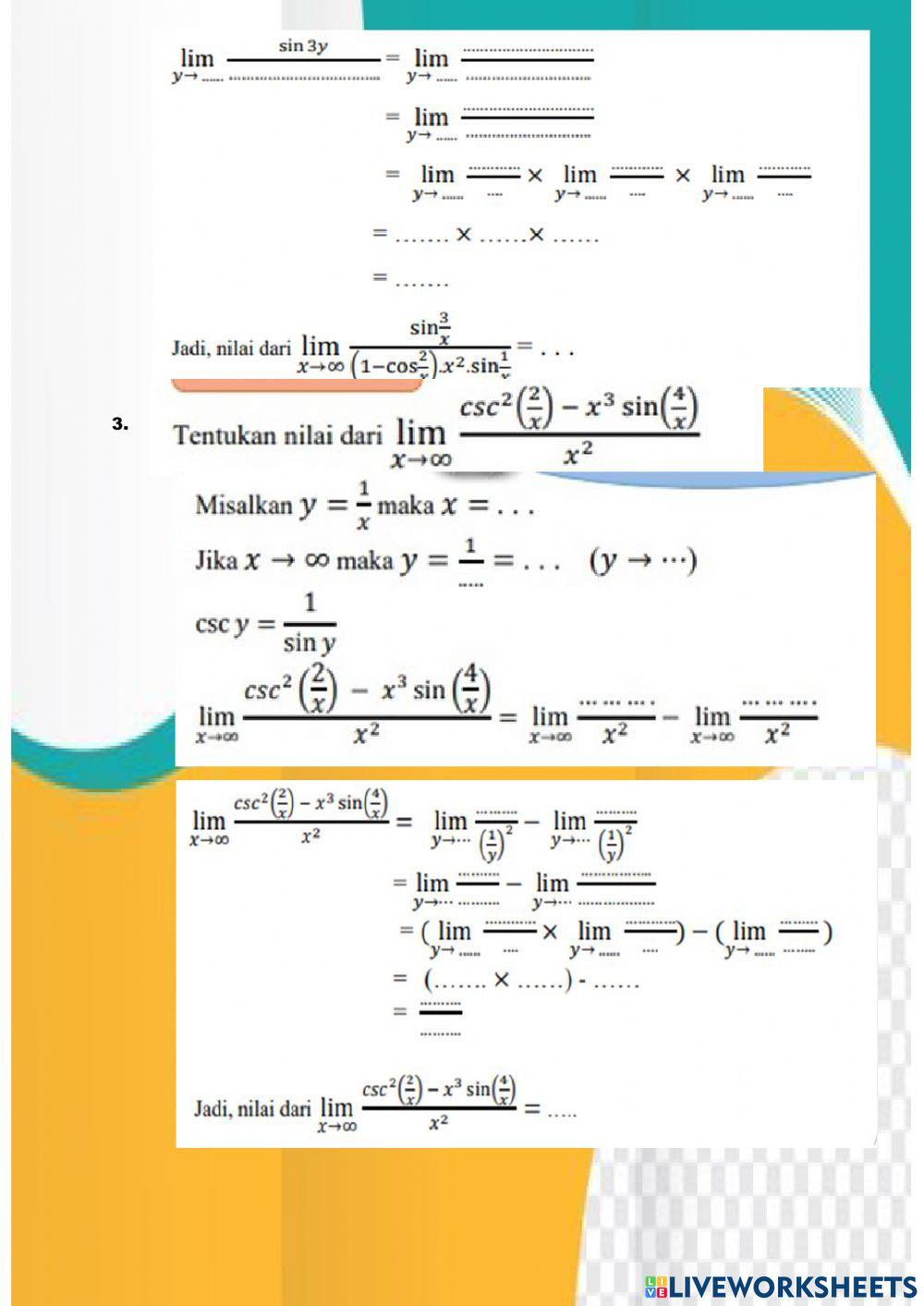 Penilaian Harian Limit Takhingga Trigonometri